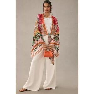 by Anthropologie Paisley Shine Tie-Front Kimono Top Multi Women's One Size